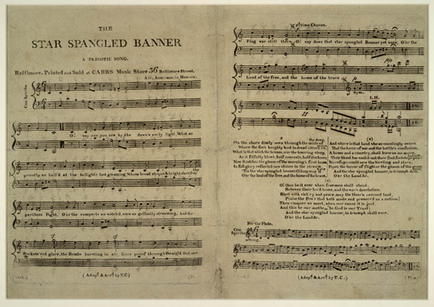 Sheet music of the Star Spangled Banner