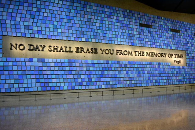 “TRYING TO REMEMBER THE COLOR OF THE SKY ON THAT SEPTEMBER MORNING" by Spencer Finch installed in the 9/11 Memorial & Museum's main hall
