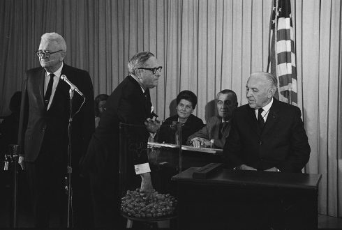Congressman Alexander Pirnie (R-NY) drawing the first capsule for the Selective Service draft